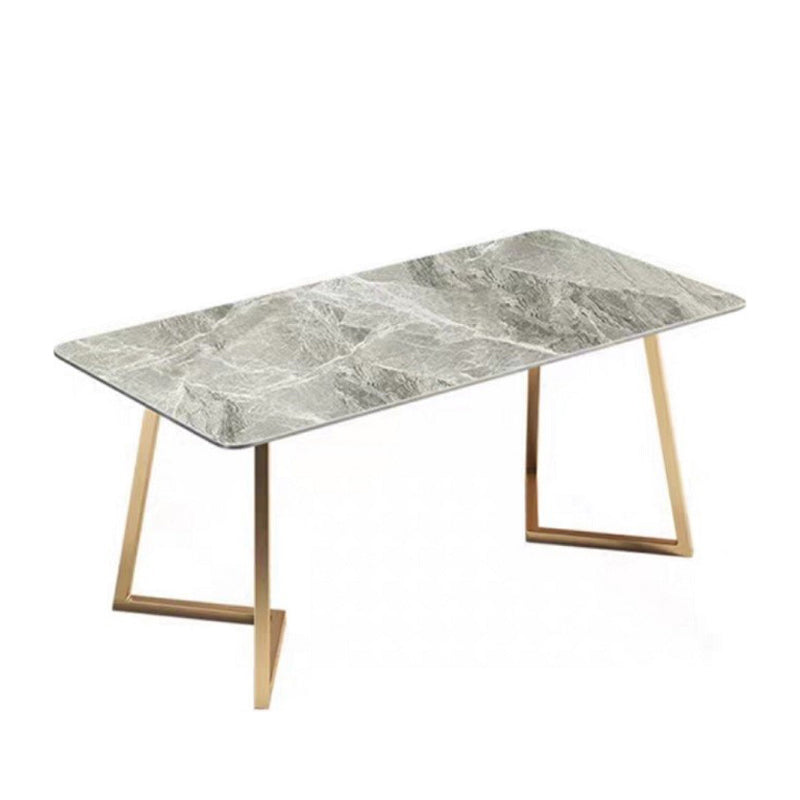 Metal Traditional Luxury Rectangle Dining Table with Sled Sintered Stone Table for Home Gray Without Chairs Clearhalo 'Dining Tables & Seating' 'Dining Tables' 'dining_table' 'furn' 'furn_dining_table' 'Furniture' 'Kitchen & Dining Furniture' 5528984