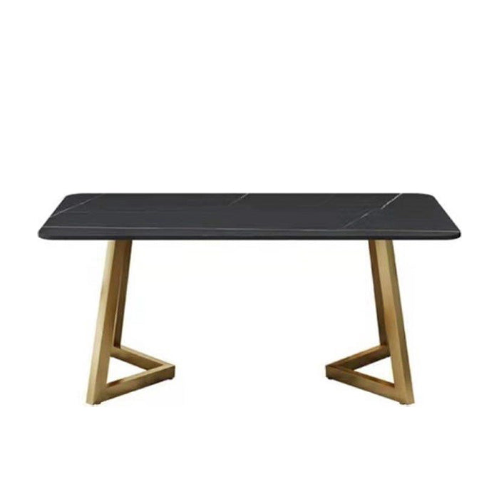 Metal Traditional Luxury Rectangle Dining Table with Sled Sintered Stone Table for Home Black Without Chairs Clearhalo 'Dining Tables & Seating' 'Dining Tables' 'dining_table' 'furn' 'furn_dining_table' 'Furniture' 'Kitchen & Dining Furniture' 5528987