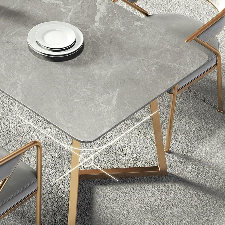 Metal Traditional Luxury Rectangle Dining Table with Sled Sintered Stone Table for Home Clearhalo 'Dining Tables & Seating' 'Dining Tables' 'dining_table' 'furn' 'furn_dining_table' 'Furniture' 'Kitchen & Dining Furniture' 5528988