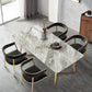 Metal Traditional Luxury Rectangle Dining Table with Sled Sintered Stone Table for Home Clearhalo 'Dining Tables & Seating' 'Dining Tables' 'dining_table' 'furn' 'furn_dining_table' 'Furniture' 'Kitchen & Dining Furniture' 5528990