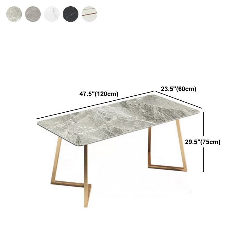 Metal Traditional Luxury Rectangle Dining Table with Sled Sintered Stone Table for Home Clearhalo 'Dining Tables & Seating' 'Dining Tables' 'dining_table' 'furn' 'furn_dining_table' 'Furniture' 'Kitchen & Dining Furniture' 5528991
