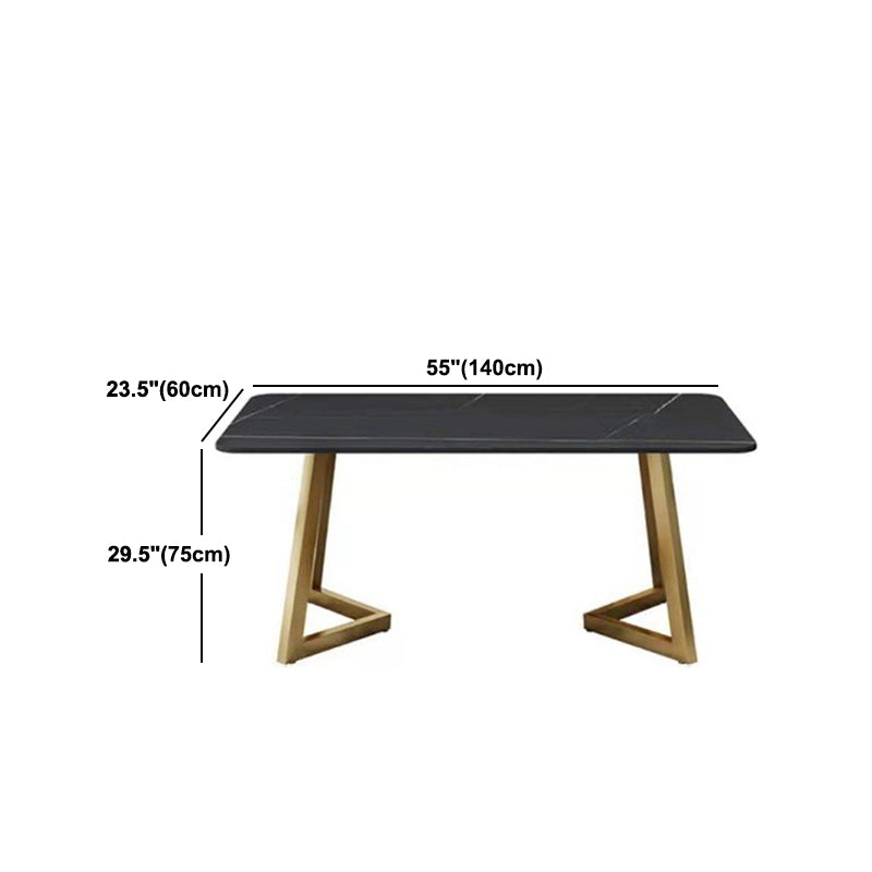Metal Traditional Luxury Rectangle Dining Table with Sled Sintered Stone Table for Home Clearhalo 'Dining Tables & Seating' 'Dining Tables' 'dining_table' 'furn' 'furn_dining_table' 'Furniture' 'Kitchen & Dining Furniture' 5528992