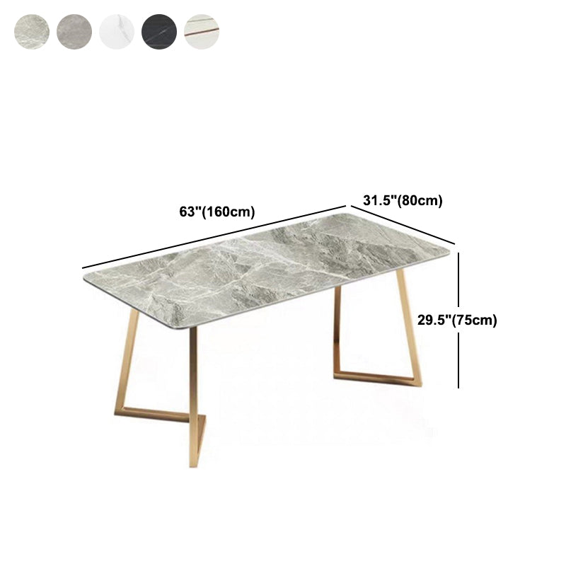 Metal Traditional Luxury Rectangle Dining Table with Sled Sintered Stone Table for Home Clearhalo 'Dining Tables & Seating' 'Dining Tables' 'dining_table' 'furn' 'furn_dining_table' 'Furniture' 'Kitchen & Dining Furniture' 5528993