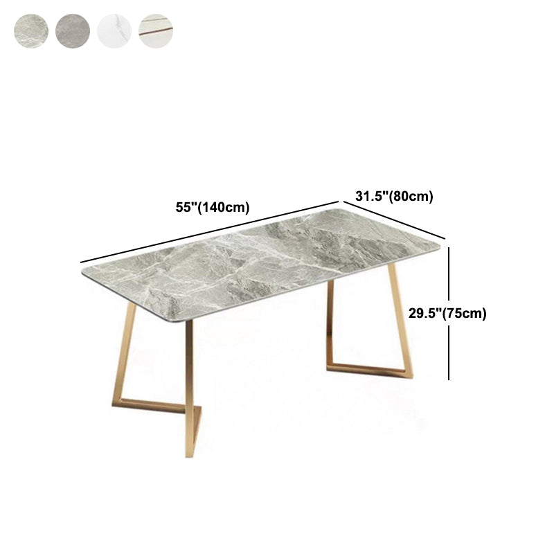 Metal Traditional Luxury Rectangle Dining Table with Sled Sintered Stone Table for Home Clearhalo 'Dining Tables & Seating' 'Dining Tables' 'dining_table' 'furn' 'furn_dining_table' 'Furniture' 'Kitchen & Dining Furniture' 5528994