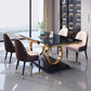 Traditional Luxury Rectangle Dining Table Marble and Metal Gold Base Table