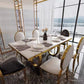 Traditional Luxury Rectangle Dining Table Marble and Metal Gold Base Table
