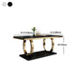 Traditional Luxury Rectangle Dining Table Marble and Metal Gold Base Table