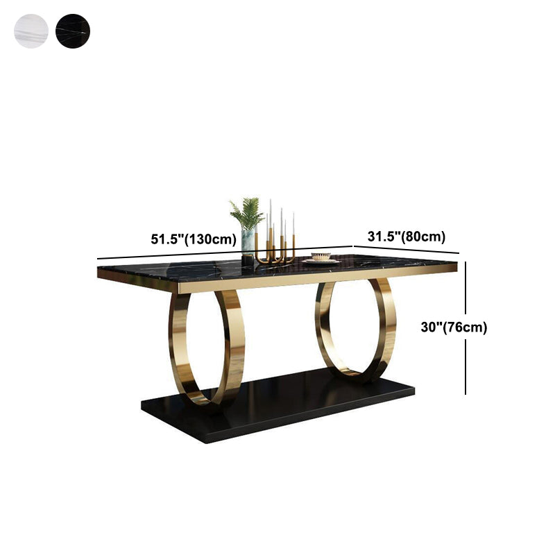 Traditional Luxury Rectangle Dining Table Marble and Metal Gold Base Table