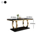 Traditional Luxury Rectangle Dining Table Marble and Metal Gold Base Table