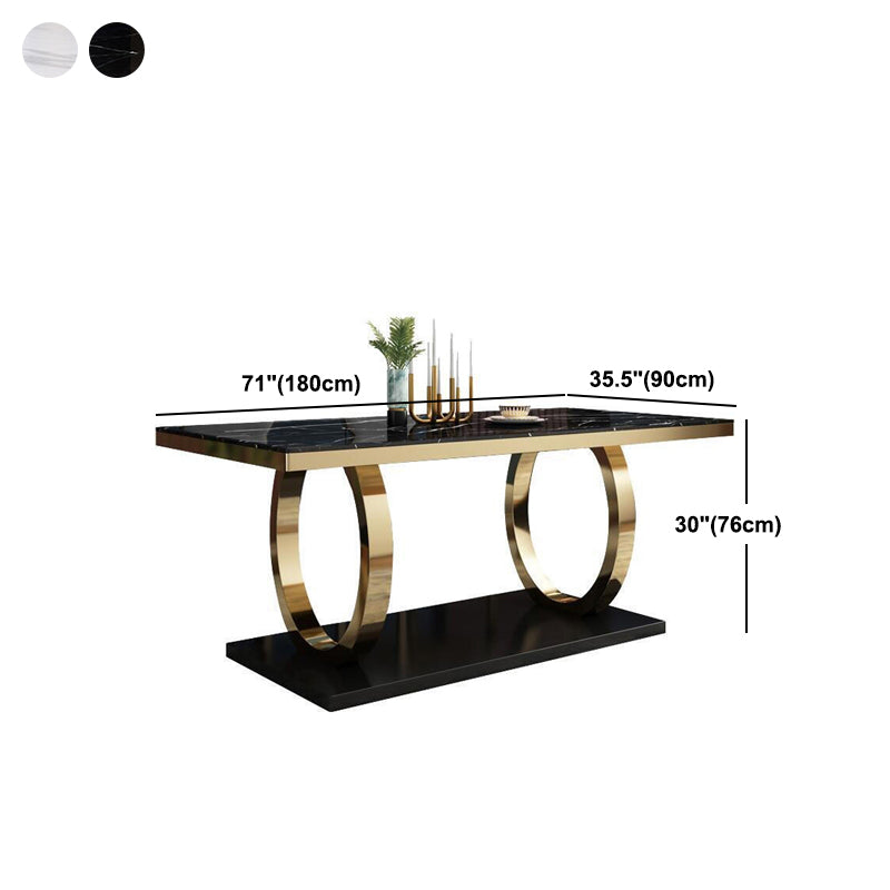 Traditional Luxury Rectangle Dining Table Marble and Metal Gold Base Table