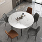 Round Sintered Stone Dining Table Modern Extendable Furniture  with 4 Legs in Matte Finish