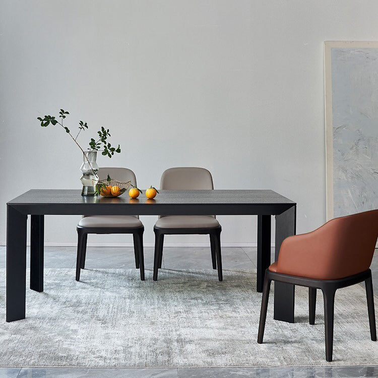 Modern Rectangle Dining Site Table Black Solid Wood 4 Legs Dining Table 86.6"L x 35.4"W x 29.5"H Without Chairs Clearhalo 'Dining Tables & Seating' 'Dining Tables' 'dining_table' 'furn' 'furn_dining_table' 'Furniture' 'Kitchen & Dining Furniture' 5529052
