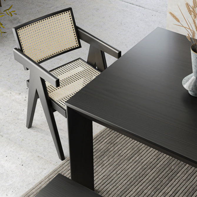 Modern Rectangle Dining Site Table Black Solid Wood 4 Legs Dining Table Clearhalo 'Dining Tables & Seating' 'Dining Tables' 'dining_table' 'furn' 'furn_dining_table' 'Furniture' 'Kitchen & Dining Furniture' 5529054