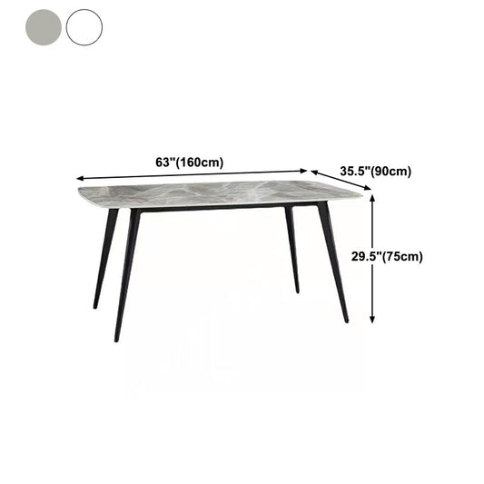 Rectangle 4 Legs Dining Table Industrial Sintered Stone Kitchen Table