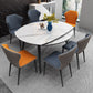 Round Stone Dining Table Modern Extendable Dining Table with 4 Legs in Matte Finish