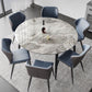 Round Stone Dining Table Modern Extendable Dining Table with 4 Legs in Matte Finish