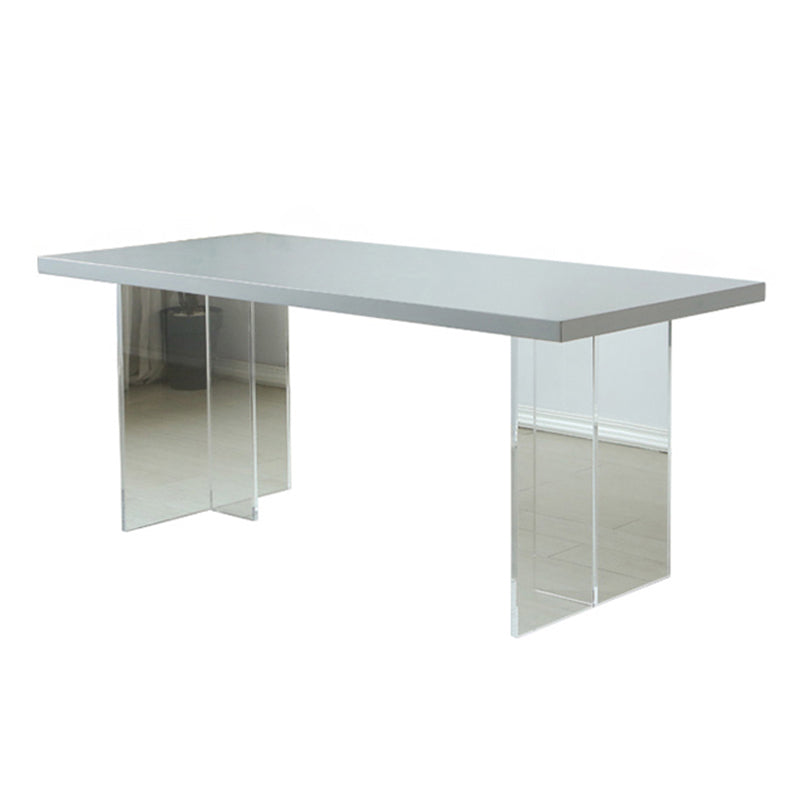 Wood Top Dining Table Double Pedestal Table for Home Kitchen Dinner