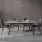 Industrial Rectangle Dining Site Table Black Tripod Base Dining Table with Stone Top