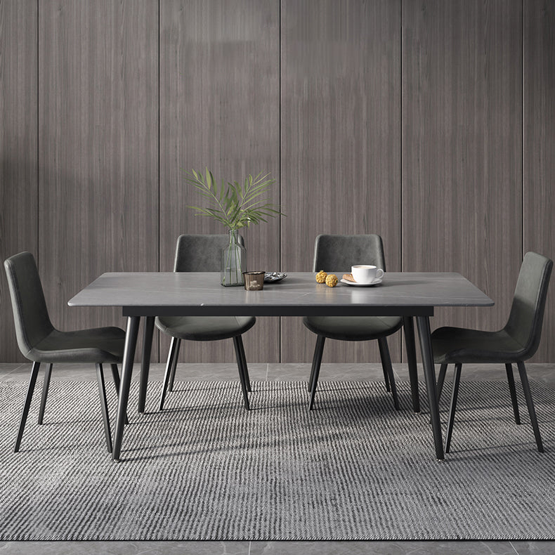 Industrial Rectangle Dining Site Table Black Tripod Base Dining Table with Stone Top