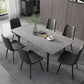 Industrial Rectangle Dining Site Table Black Tripod Base Dining Table with Stone Top