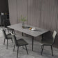 Industrial Rectangle Dining Site Table Black Tripod Base Dining Table with Stone Top