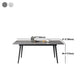 Industrial Rectangle Dining Site Table Black Tripod Base Dining Table with Stone Top