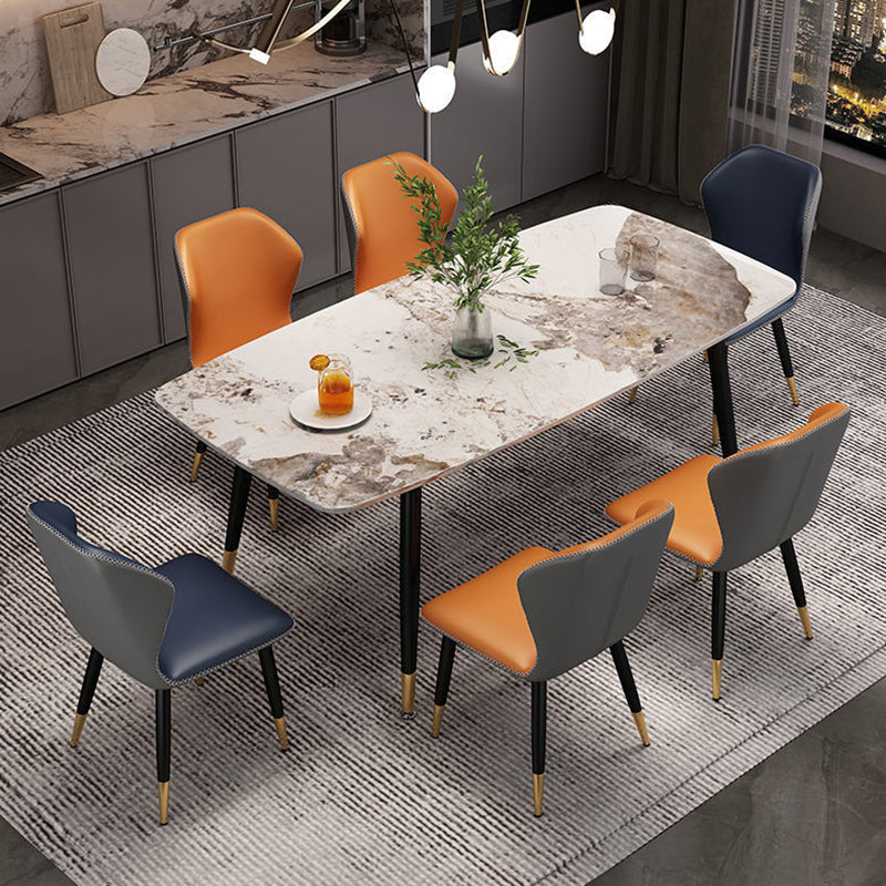 Tavolo da pranzo in pietra sinterizzato rettangolare moderni mobili verdi grigio bianco con 4 gambe