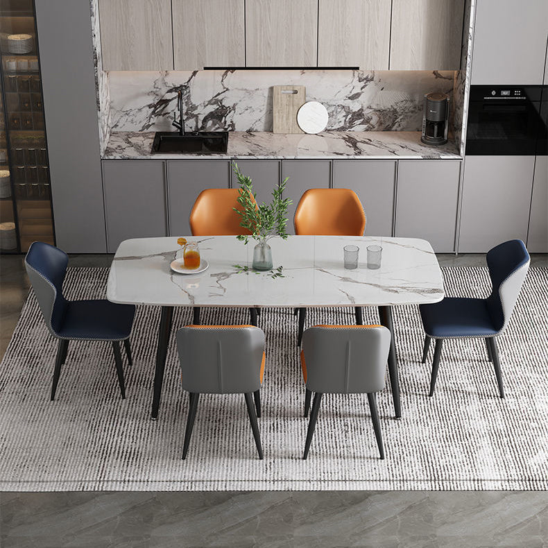 Tavolo da pranzo in pietra sinterizzato rettangolare moderni mobili verdi grigio bianco con 4 gambe