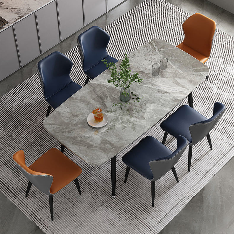 Tavolo da pranzo in pietra sinterizzato rettangolare moderni mobili verdi grigio bianco con 4 gambe