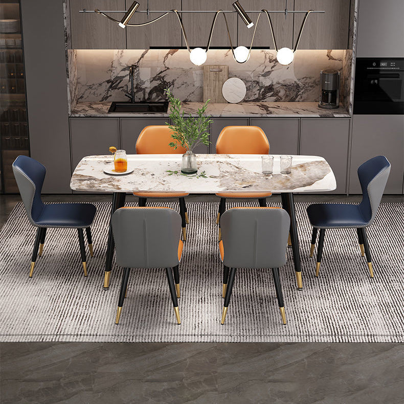 Tavolo da pranzo in pietra sinterizzato rettangolare moderni mobili verdi grigio bianco con 4 gambe