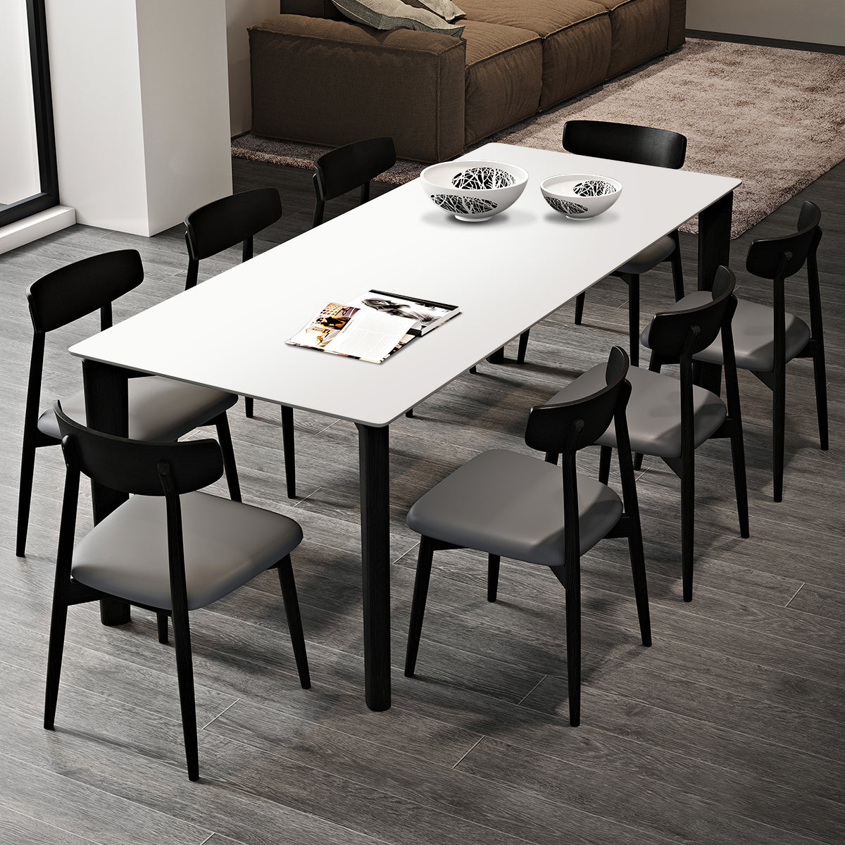 Tavolo da pranzo moderno della metà del secolo Tavolo da pranzo in pietra rettangolo con 4 gambe