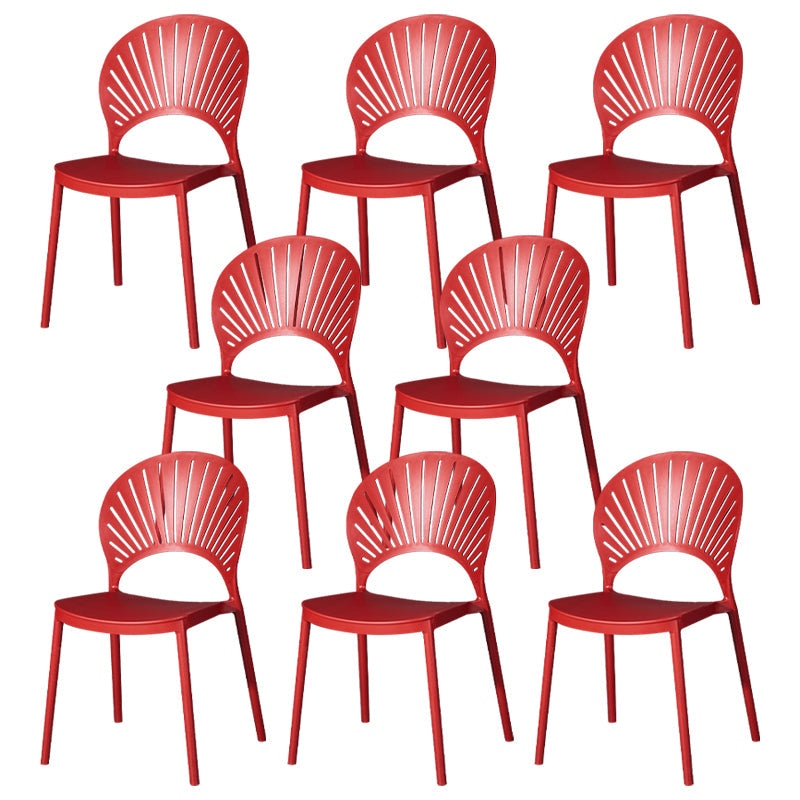 Sedia di plastica moderna aperta mobile da pranzo sul retro in finitura opaca