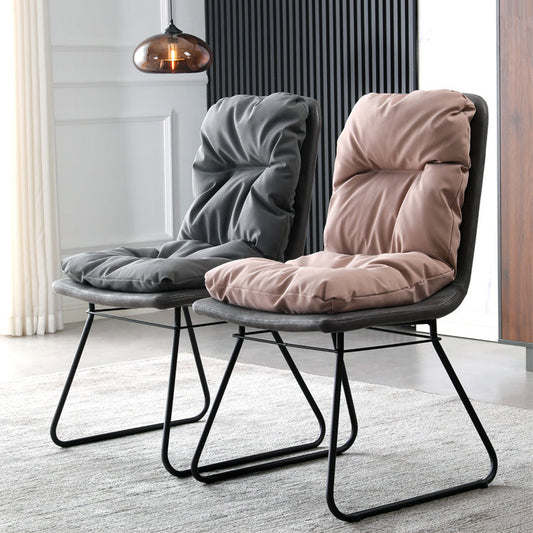 Contemporary Metal Dining Room Chair Armless Upholstered Side Chairs for Home Use