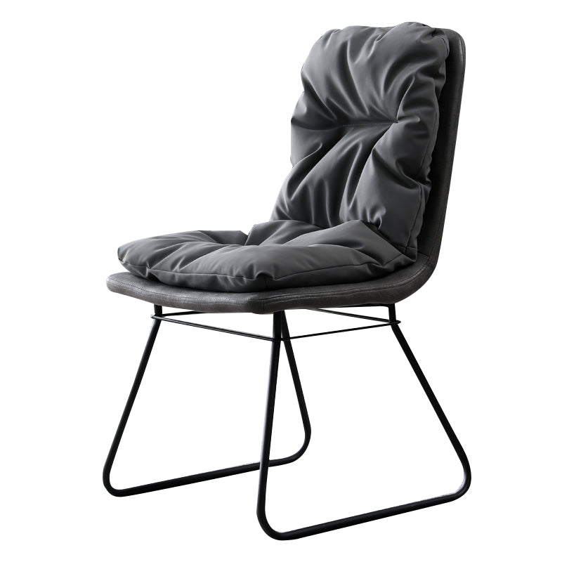 現代的なメタルダイニングルームチェアアームレス布張りのサイドチェア