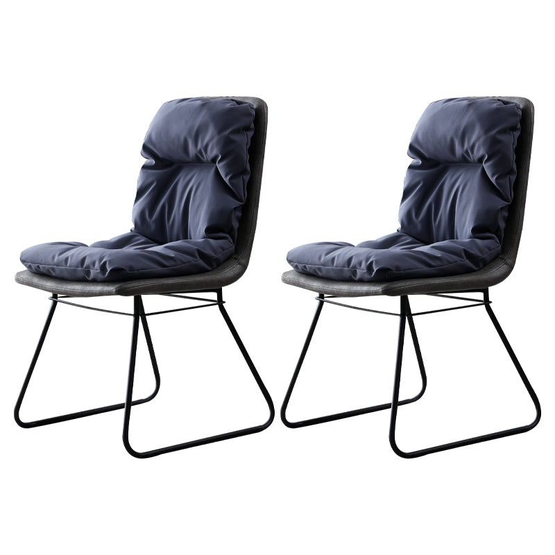 現代的なメタルダイニングルームチェアアームレス布張りのサイドチェア