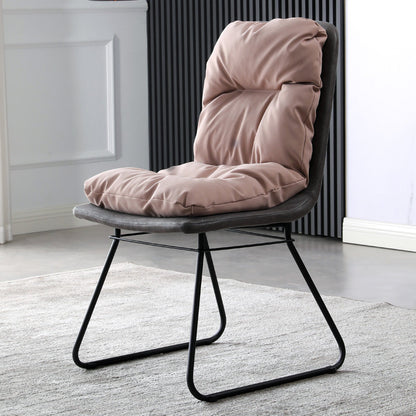 現代的なメタルダイニングルームチェアアームレス布張りのサイドチェア