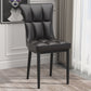 Silla de comedor de cuero Glam Parsons con patas de acero en acabado mate para el hogar