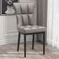 Silla de comedor de cuero Glam Parsons con patas de acero en acabado mate para el hogar