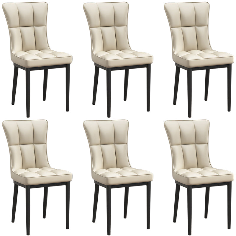 Silla de comedor de cuero Glam Parsons con patas de acero en acabado mate para el hogar