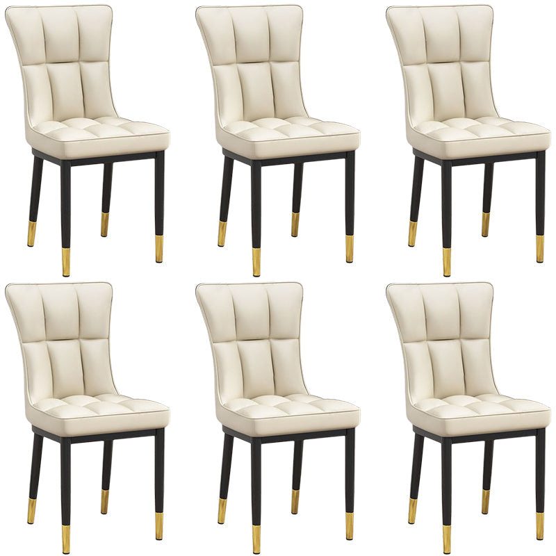 Silla de comedor de cuero Glam Parsons con patas de acero en acabado mate para el hogar