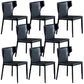 Contemporary Leather Dining Chair Wingback Side Chair in Matte Finish for Kitchen