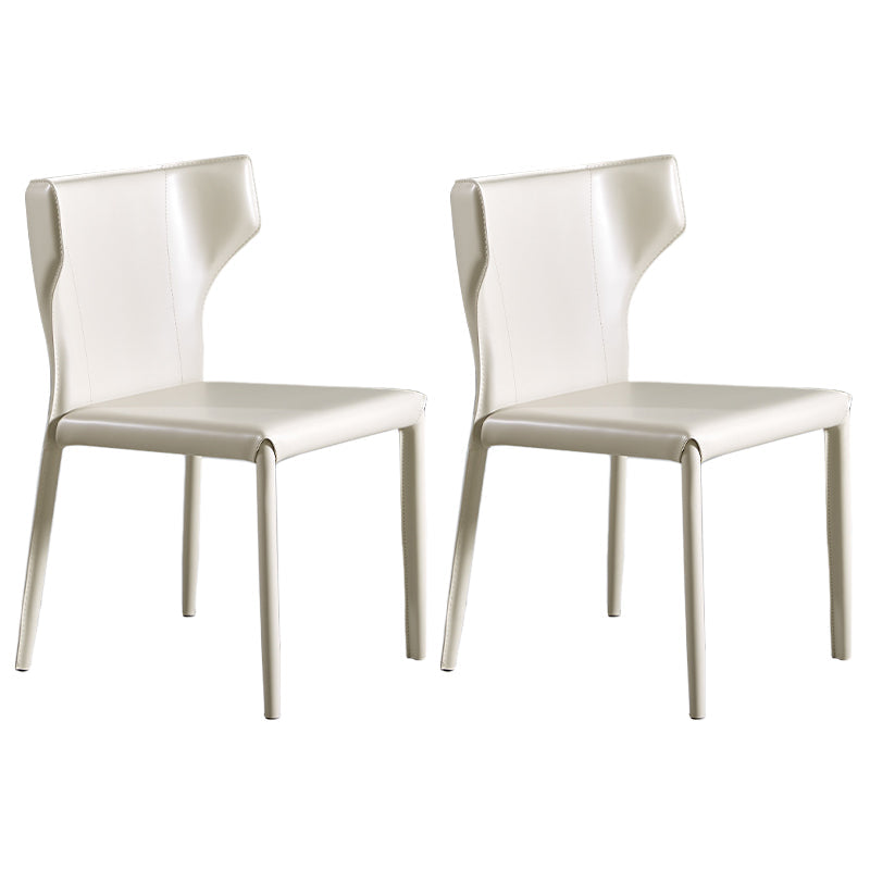 Contemporary Leather Dining Chair Wingback Side Chair in Matte Finish for Kitchen