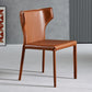 Contemporary Leather Dining Chair Wingback Side Chair in Matte Finish for Kitchen