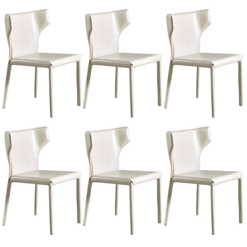 Contemporary Leather Dining Chair Wingback Side Chair in Matte Finish for Kitchen