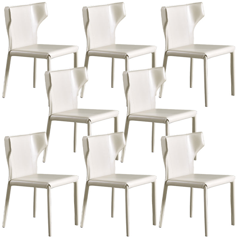 Contemporary Leather Dining Chair Wingback Side Chair in Matte Finish for Kitchen