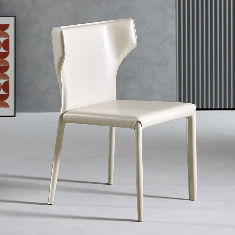 Contemporary Leather Dining Chair Wingback Side Chair in Matte Finish for Kitchen