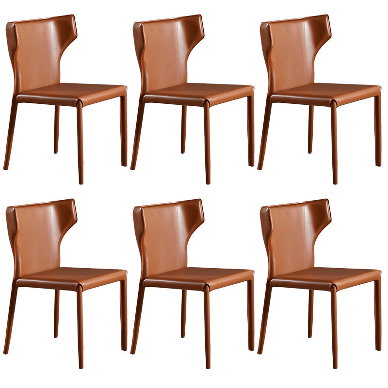 Contemporary Leather Dining Chair Wingback Side Chair in Matte Finish for Kitchen
