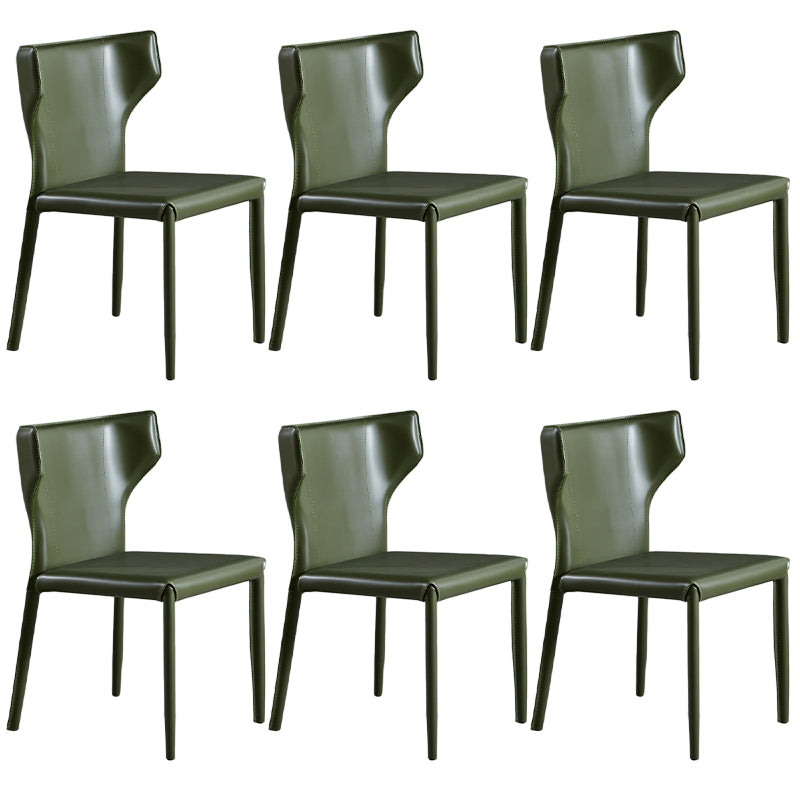 Contemporary Leather Dining Chair Wingback Side Chair in Matte Finish for Kitchen