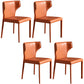Contemporary Leather Dining Chair Wingback Side Chair in Matte Finish for Kitchen