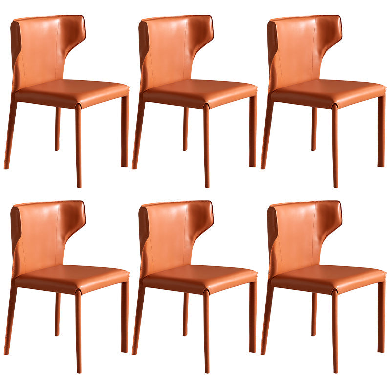 Contemporary Leather Dining Chair Wingback Side Chair in Matte Finish for Kitchen